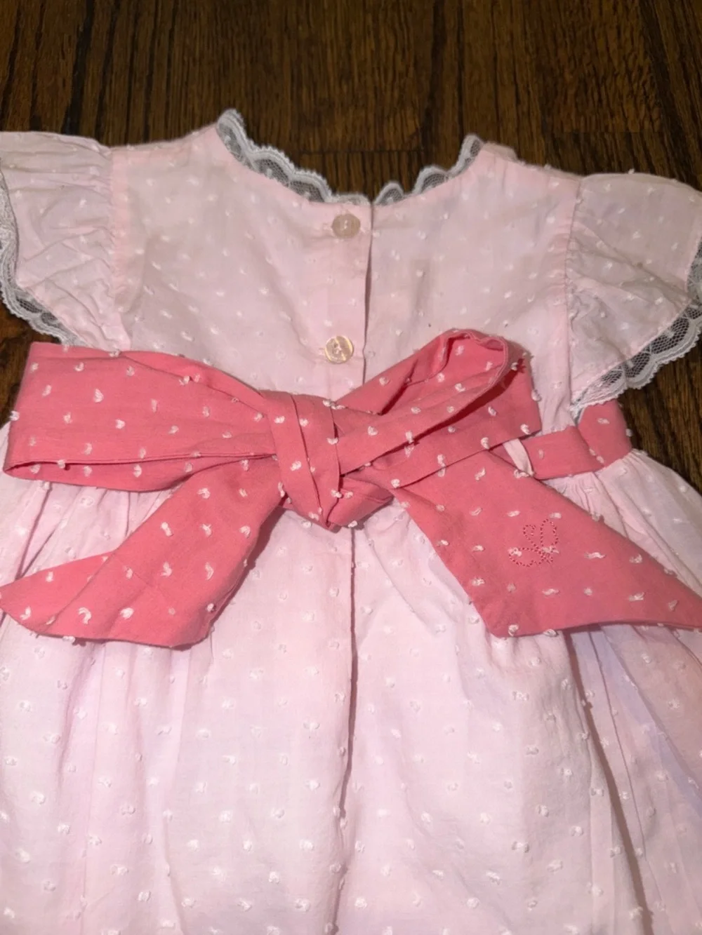 Pink Embroidered Baby Dress with Rose Detail